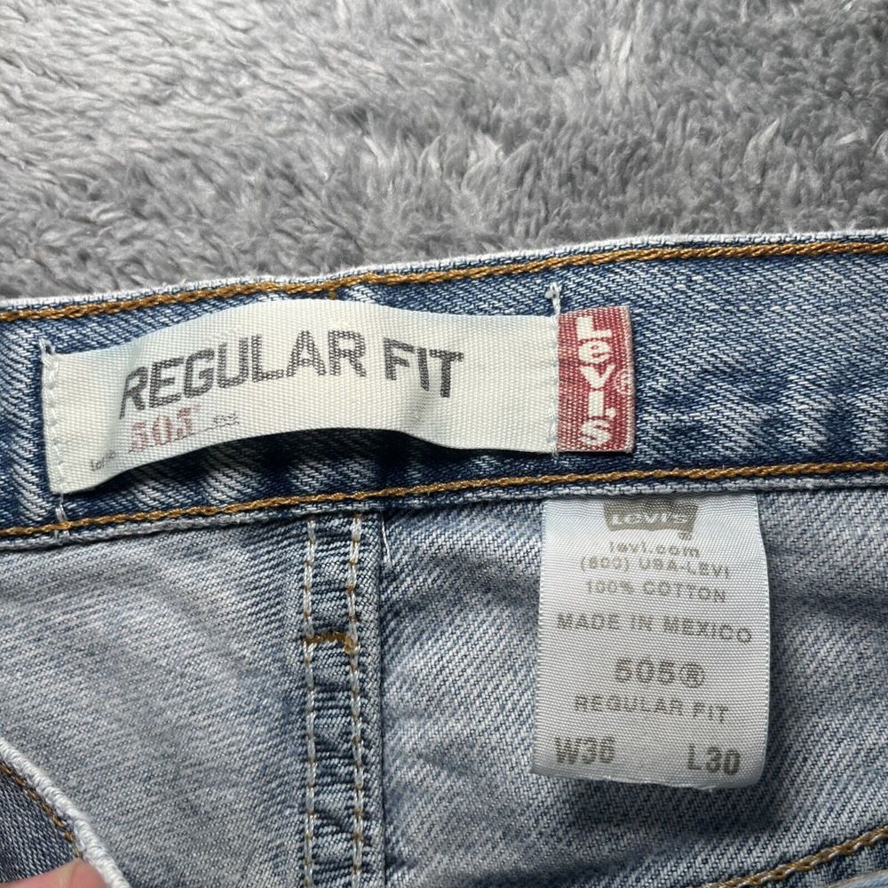 Levi's Regular Fit 505 Mens SZ W36 L30 Denim Jeans Light Blue Wash Straight Fit - Picture 7 of 12